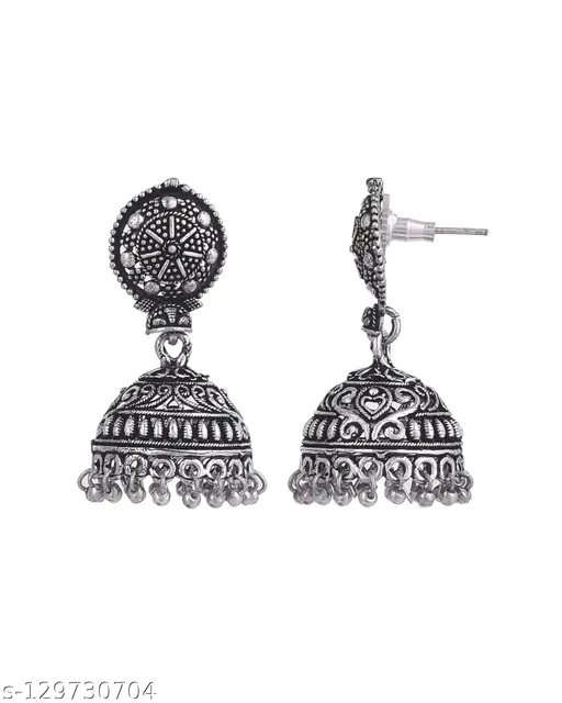 Allure Graceful Oxidised Silver Jewellery Set – Elegant Haram & Earrings - Image 4